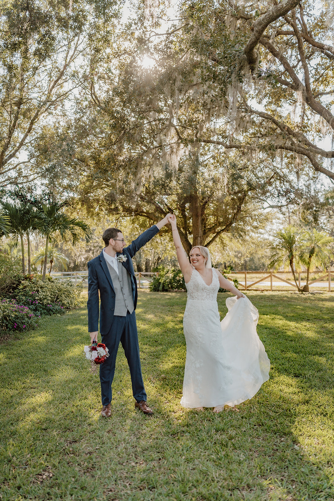 couple spinning at the barn at jewel farms in odessa, florida