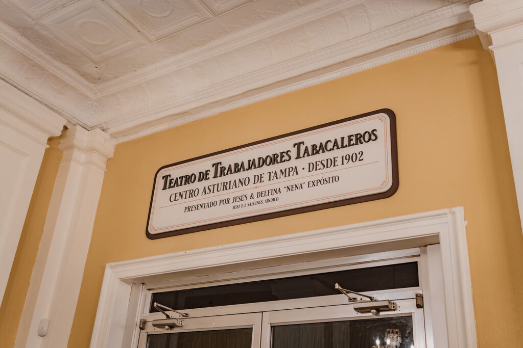 theater entrance sign to the main level of Centro Asturiano 