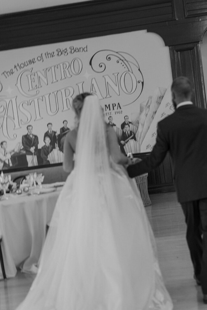 black and white photo of the mural in the ceremony hall of centro asturiano