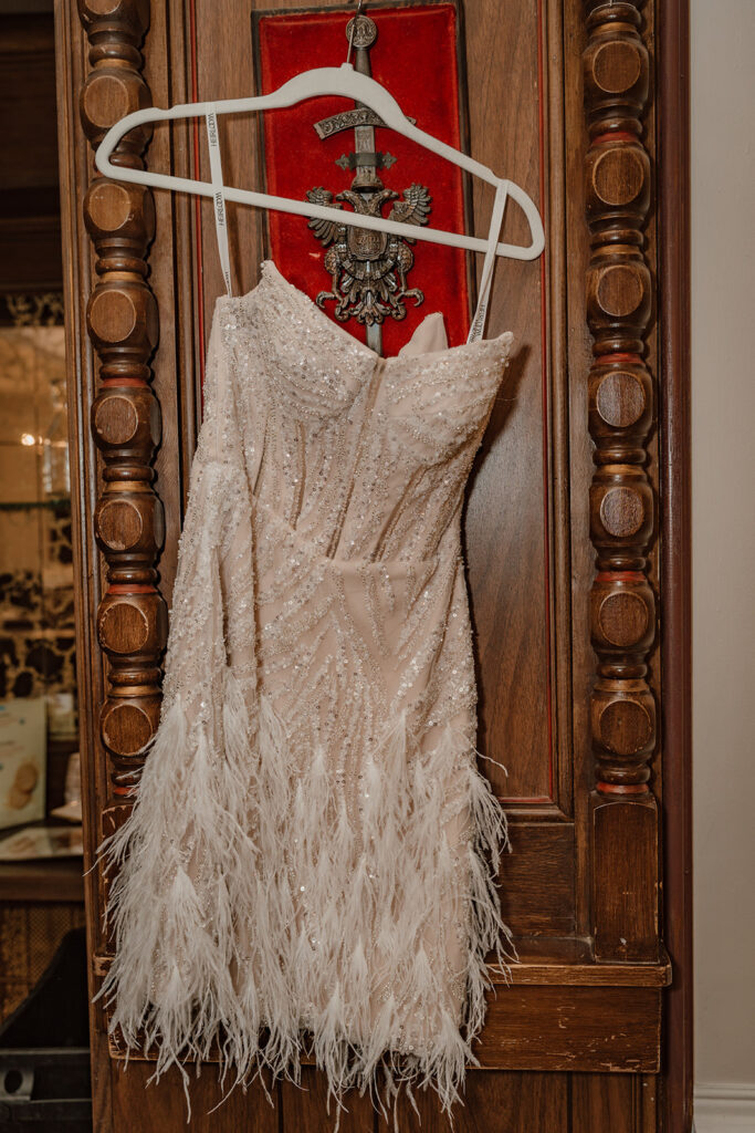 dress hanging from hanger